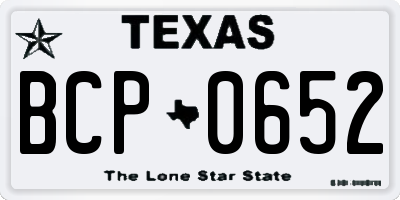 TX license plate BCP0652