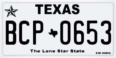 TX license plate BCP0653