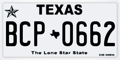TX license plate BCP0662