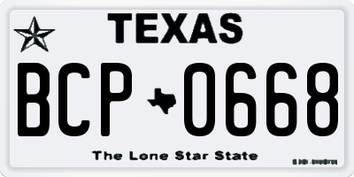 TX license plate BCP0668