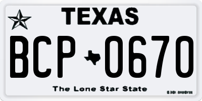 TX license plate BCP0670