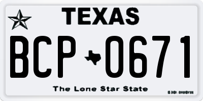 TX license plate BCP0671