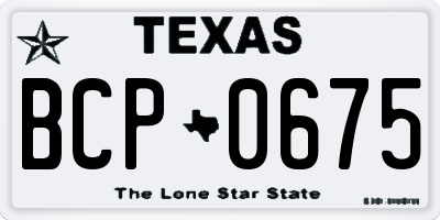 TX license plate BCP0675