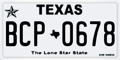 TX license plate BCP0678