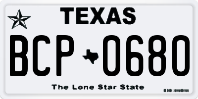 TX license plate BCP0680