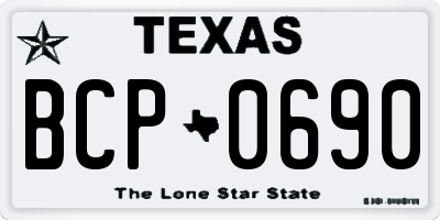 TX license plate BCP0690