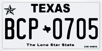 TX license plate BCP0705