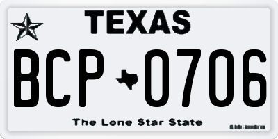 TX license plate BCP0706