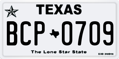 TX license plate BCP0709