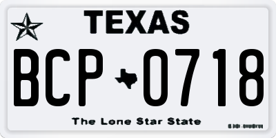 TX license plate BCP0718