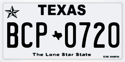 TX license plate BCP0720