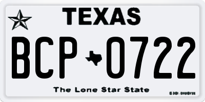 TX license plate BCP0722