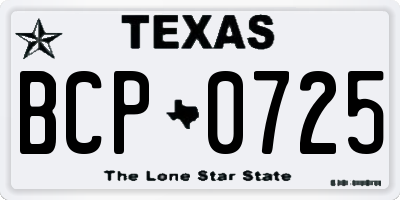 TX license plate BCP0725
