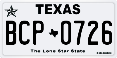 TX license plate BCP0726