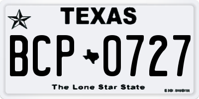 TX license plate BCP0727