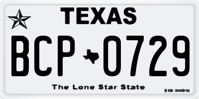TX license plate BCP0729