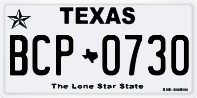 TX license plate BCP0730