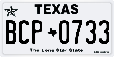 TX license plate BCP0733