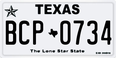 TX license plate BCP0734