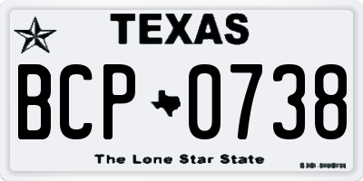 TX license plate BCP0738
