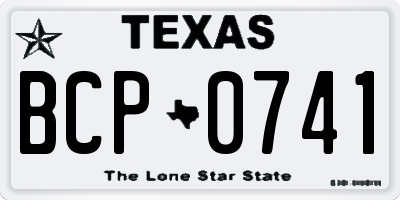 TX license plate BCP0741