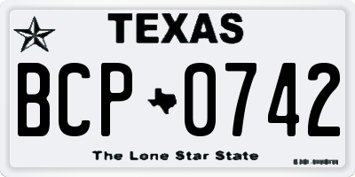 TX license plate BCP0742