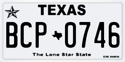 TX license plate BCP0746