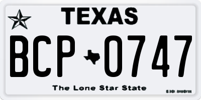 TX license plate BCP0747