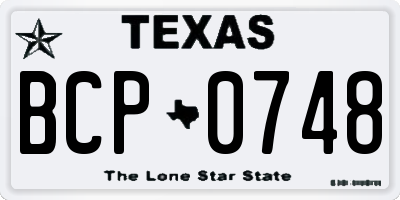 TX license plate BCP0748