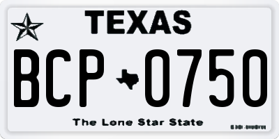 TX license plate BCP0750