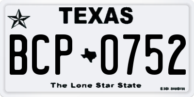 TX license plate BCP0752