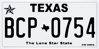 TX license plate BCP0754