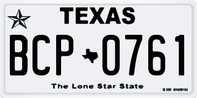 TX license plate BCP0761