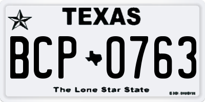 TX license plate BCP0763