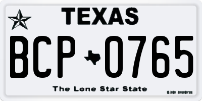 TX license plate BCP0765