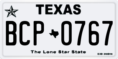 TX license plate BCP0767