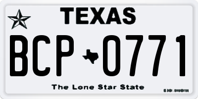 TX license plate BCP0771