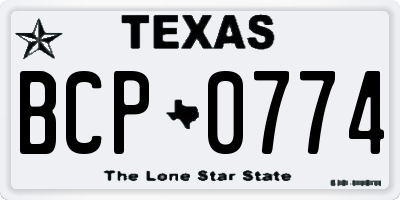 TX license plate BCP0774