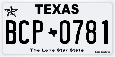 TX license plate BCP0781
