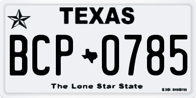 TX license plate BCP0785