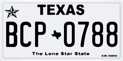 TX license plate BCP0788