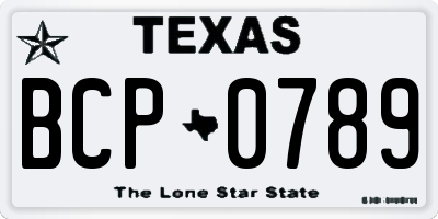 TX license plate BCP0789