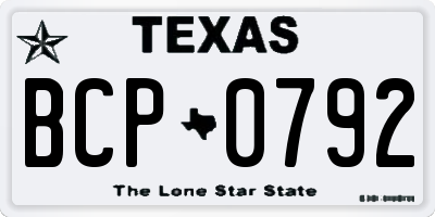 TX license plate BCP0792