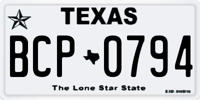 TX license plate BCP0794