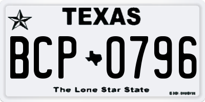 TX license plate BCP0796
