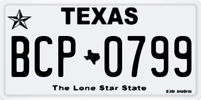 TX license plate BCP0799