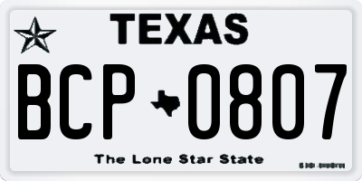 TX license plate BCP0807