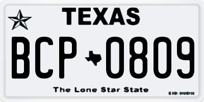 TX license plate BCP0809