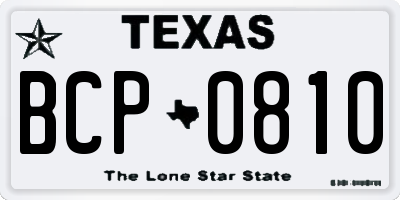 TX license plate BCP0810