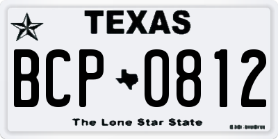 TX license plate BCP0812